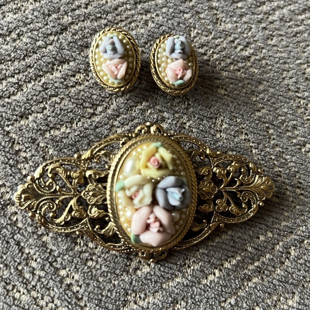 Vintage Brooch with Earrings